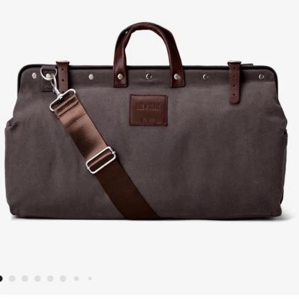 Line of Trade Mens Canvas Weekender Bag Gray Brown Duffel No 0312